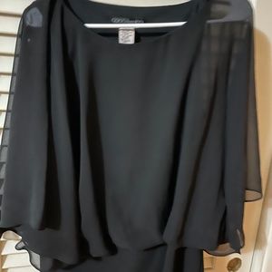 Coco Bianco Black Sheer Sleeve Blouse L